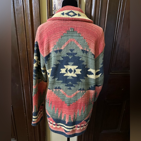 Ralph Lauren western Vintage Handknit Southwest Sweater Cardigan size Large - Picture 4 of 11